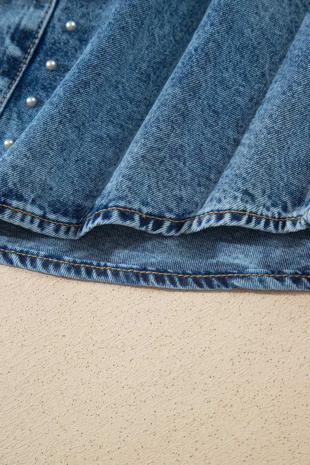 Sail Blue Rivet Embellished Western Style Regular Fit Long Sleeve Denim Jacket