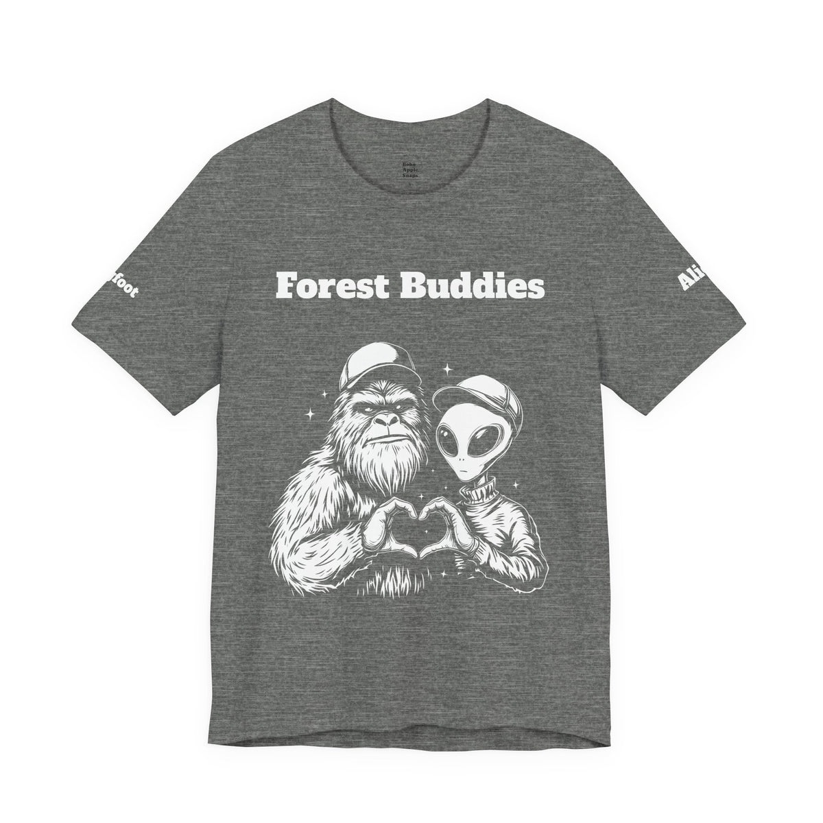 Bigfoot & Alien "Forest Buddies" Jersey Tee T-Shirt Unisex 10 Heather Colors XS-4XL Sasquatch UFO Nature Lover Outdoors