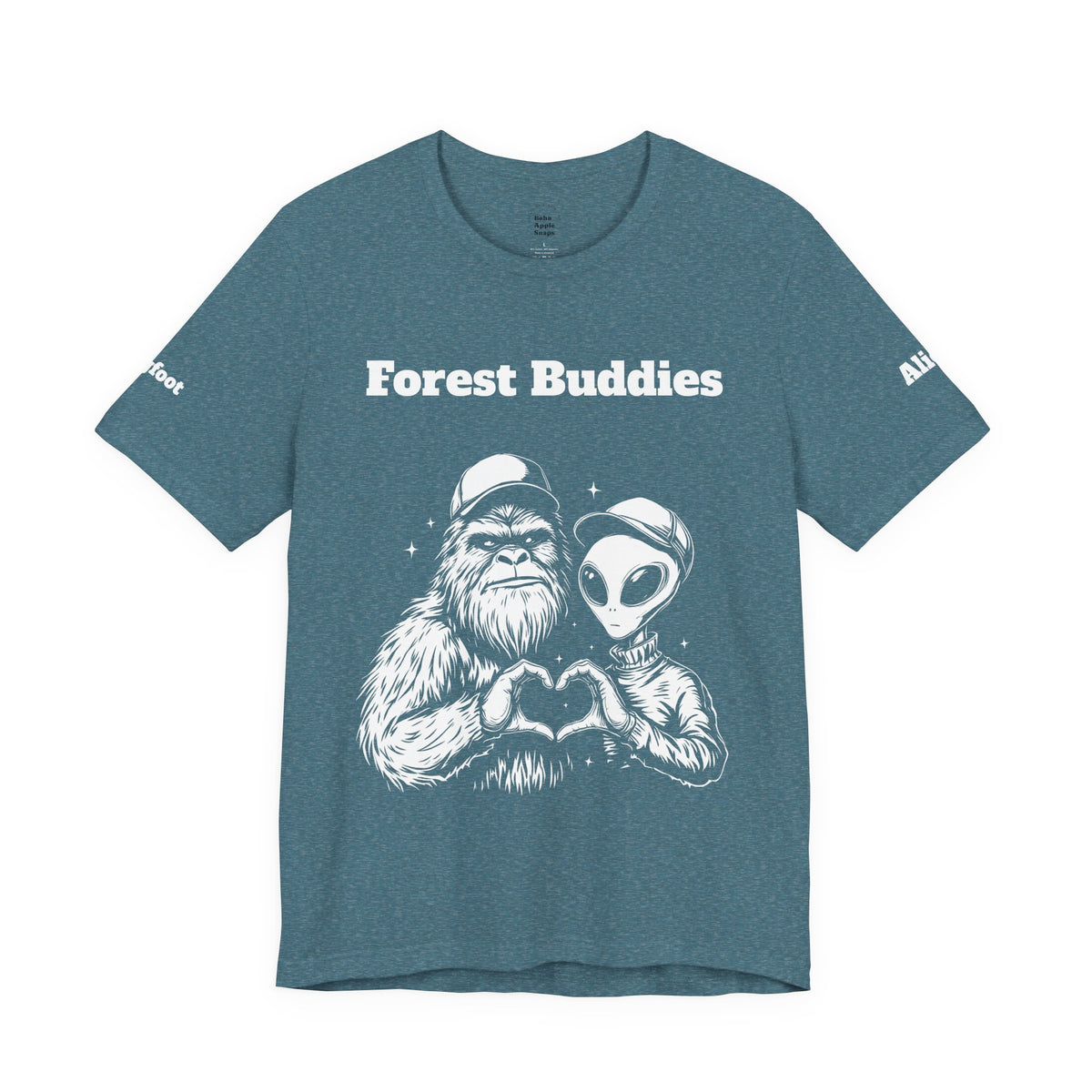 Bigfoot & Alien "Forest Buddies" Jersey Tee T-Shirt Unisex 10 Heather Colors XS-4XL Sasquatch UFO Nature Lover Outdoors