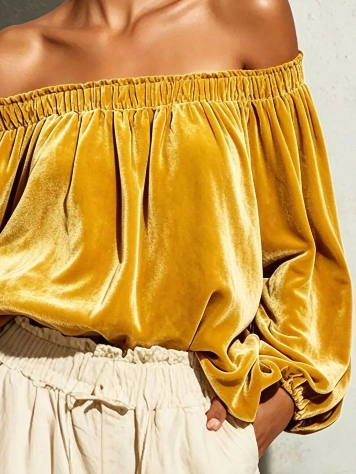 Boho Western Off-Shoulder Velvet Long Sleeve Top Blouse | S–XXL | 5 Colors