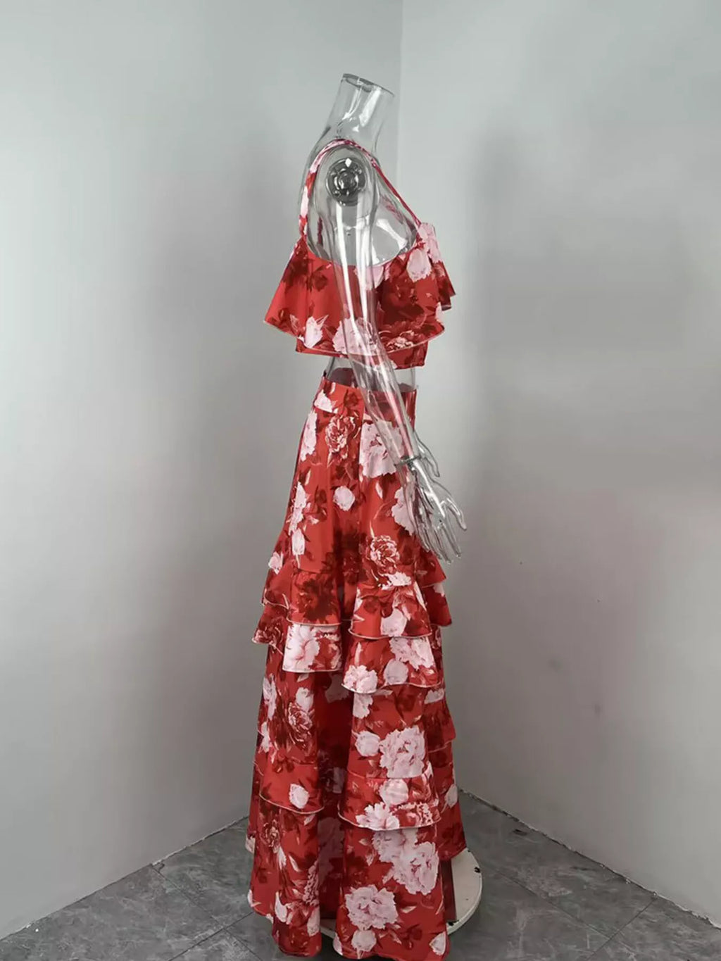 Boho Western Floral Print Ruffle Cami and Skirt Two-Piece Set S-2XL Plus | 4 Colors