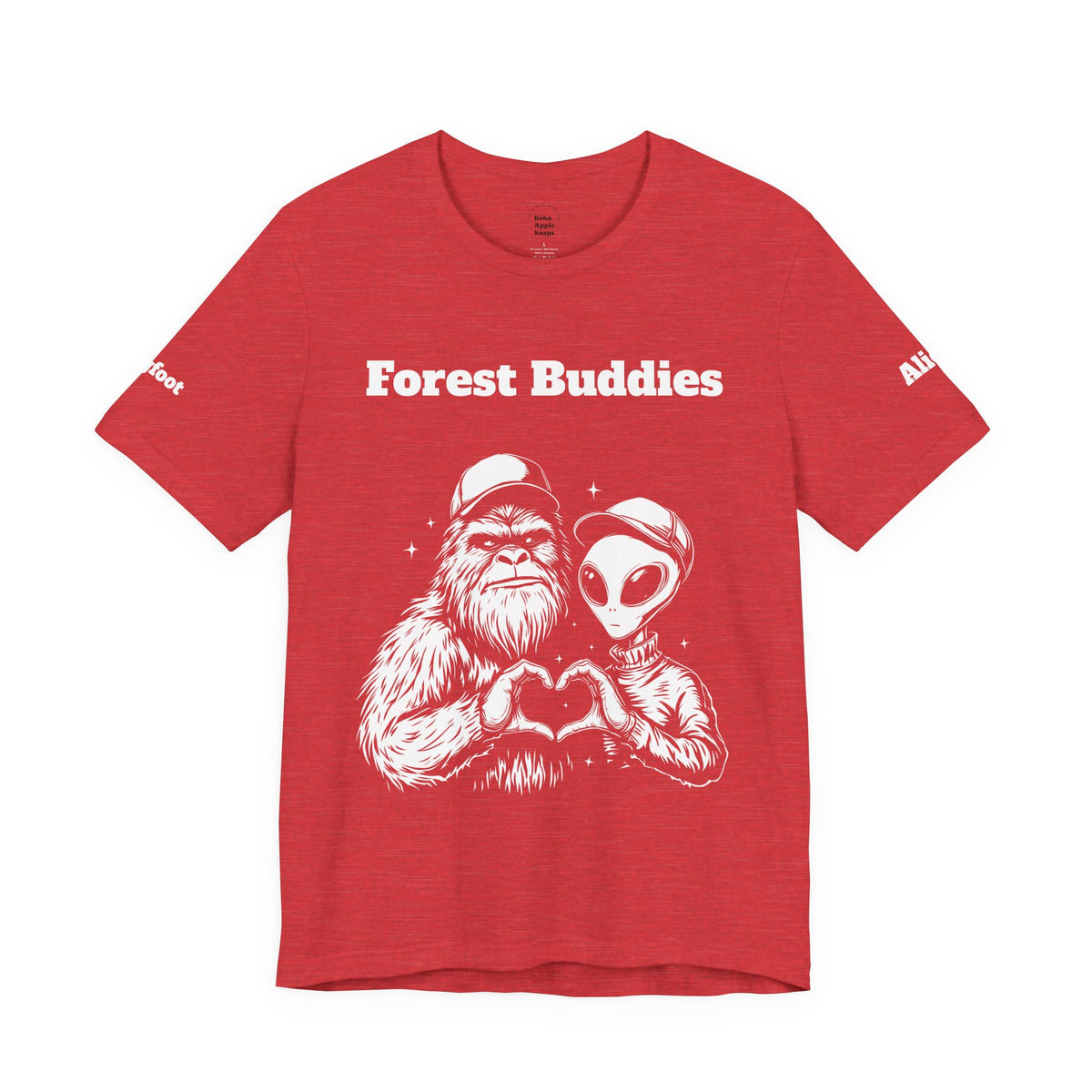 Bigfoot & Alien "Forest Buddies" Jersey Tee T-Shirt Unisex 10 Heather Colors XS-4XL Sasquatch UFO Nature Lover Outdoors