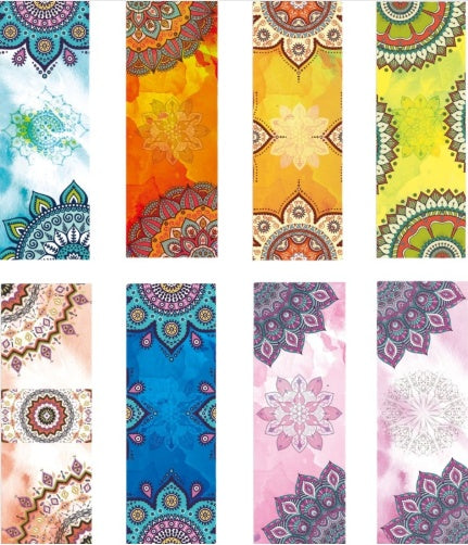 Bohemian Print Anti-Skid Portable Gym, Exercise, Yoga, Pilates Towel 12"x72" | 9 Color