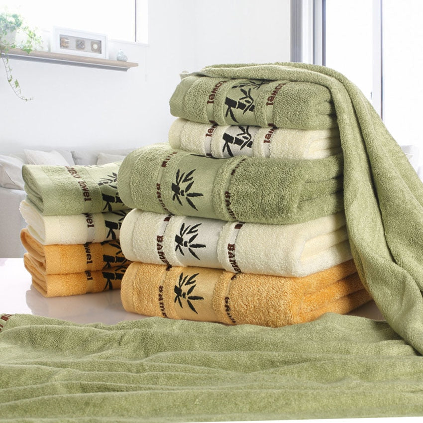 Bohemian Bamboo Bath Towel Set | Individual, 2 piece or 3 piece | 3 Colors