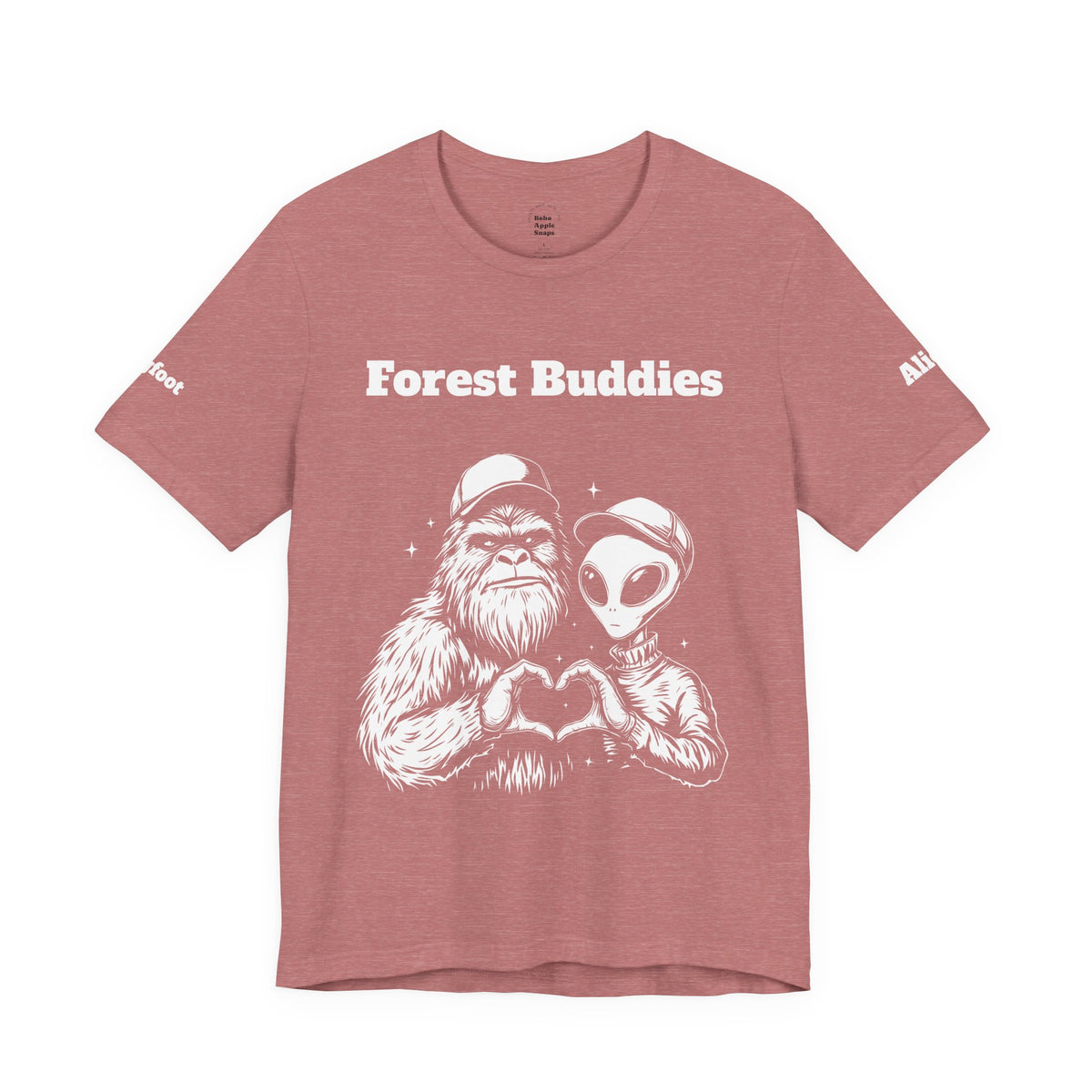 Bigfoot & Alien "Forest Buddies" Jersey Tee T-Shirt Unisex 10 Heather Colors XS-4XL Sasquatch UFO Nature Lover Outdoors