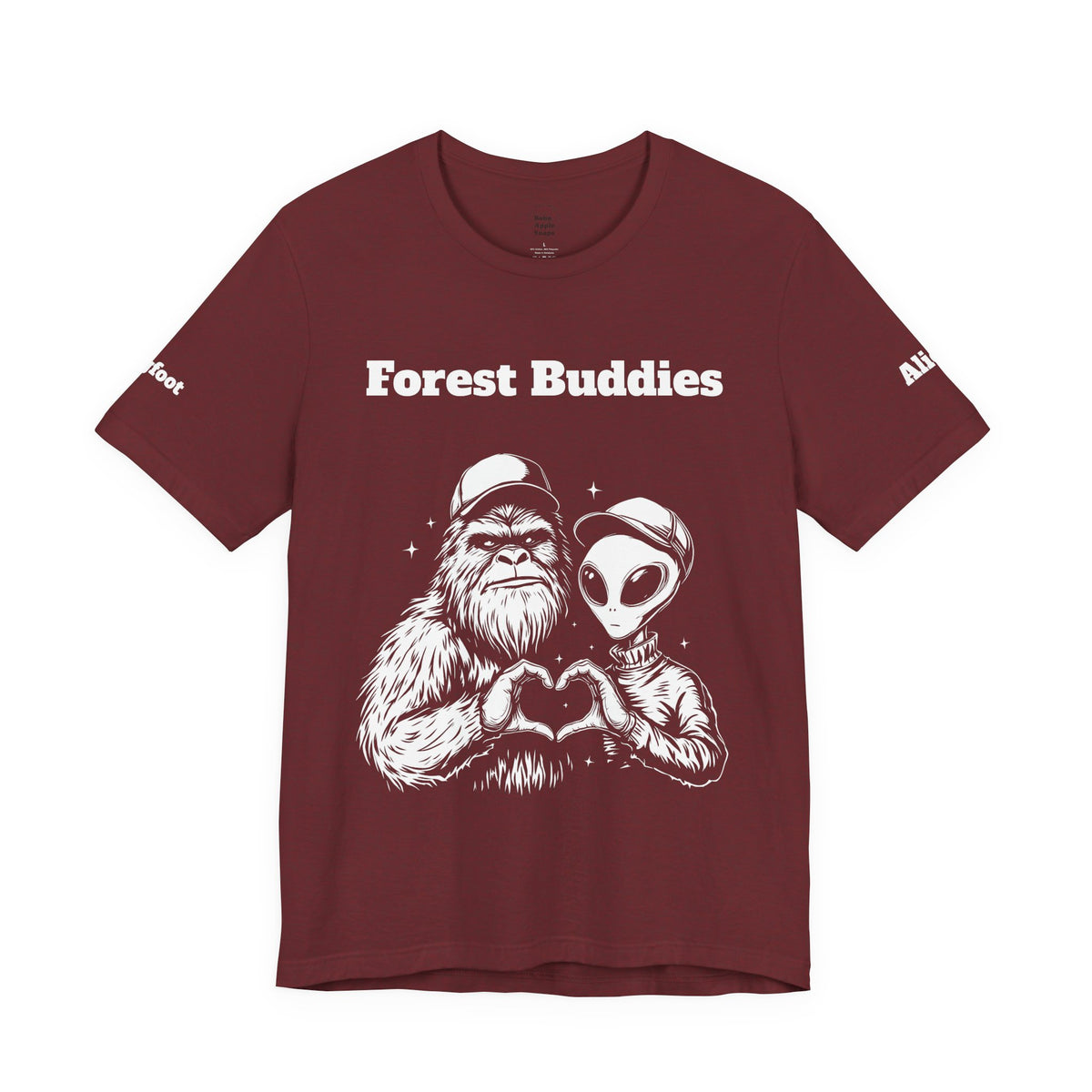 Bigfoot & Alien "Forest Buddies" Jersey Tee T-Shirt Unisex 10 Heather Colors XS-4XL Sasquatch UFO Nature Lover Outdoors