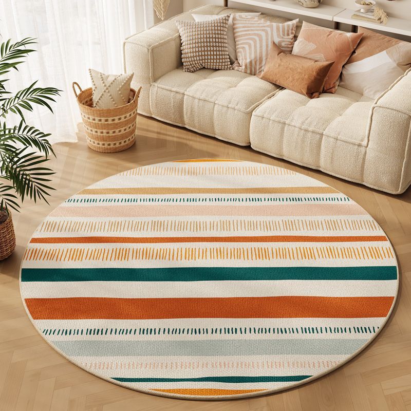 Retro Bohemian Warm Colors Non-Skid Stain Resistant Round Rug in 6 Boho Styles & 7 Sizes