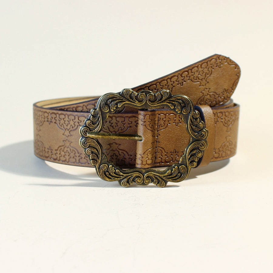 Boho Western Belt with Buckle in Brown or Black 41" adjustable