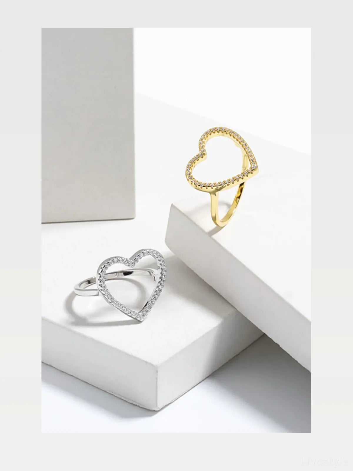 925 Sterling Silver Inlaid Zircon Heart Ring