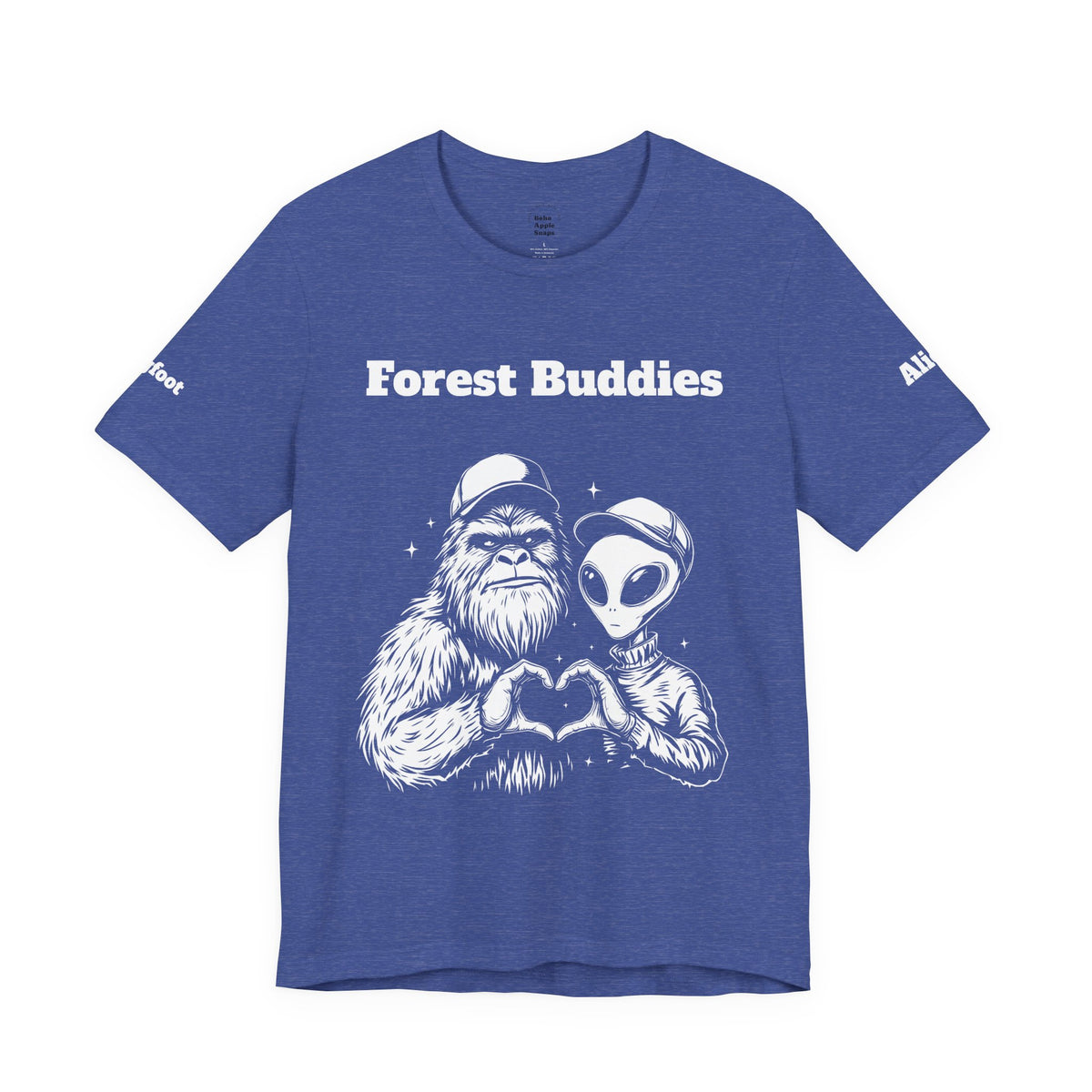 Bigfoot & Alien "Forest Buddies" Jersey Tee T-Shirt Unisex 10 Heather Colors XS-4XL Sasquatch UFO Nature Lover Outdoors