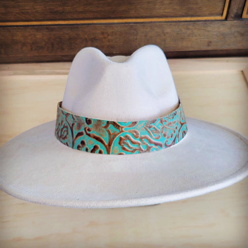 **Wide Genuine Leather Cowboy Turquoise Hat Band Only 953u