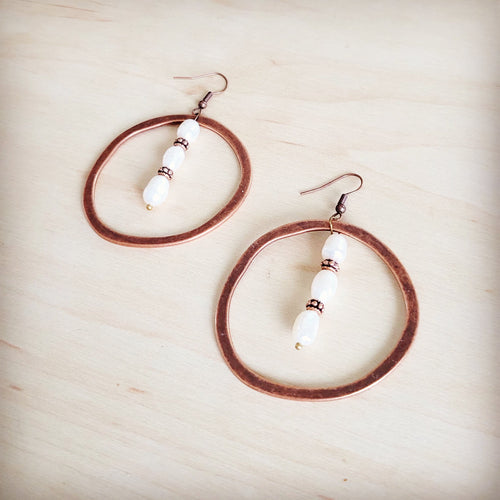 **Western Copper Hoop Earrings w/ Genuine Freshwater Pearls 200bq