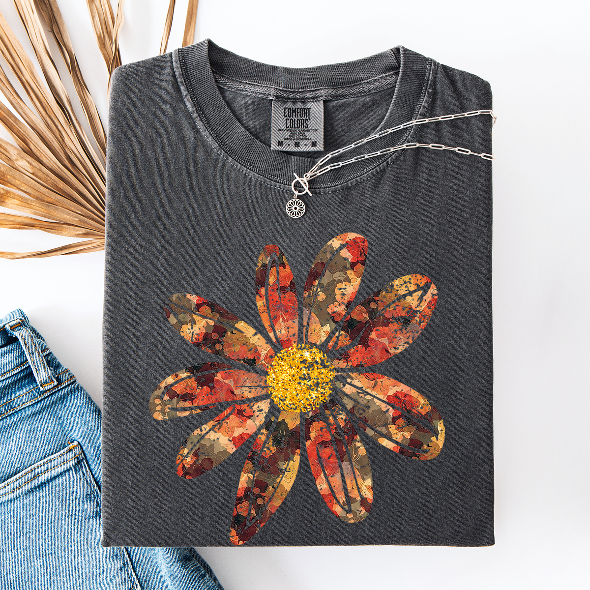 Autumn Flower Beautiful Fall Floral Vintage Boho Garden Illustration Comfort Colors Tee