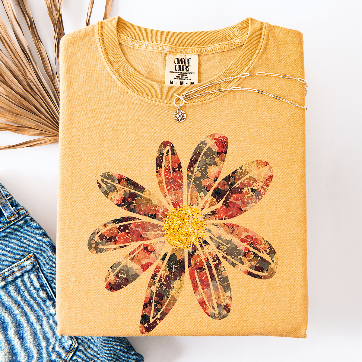 Autumn Flower Beautiful Fall Floral Vintage Boho Garden Illustration Comfort Colors Tee