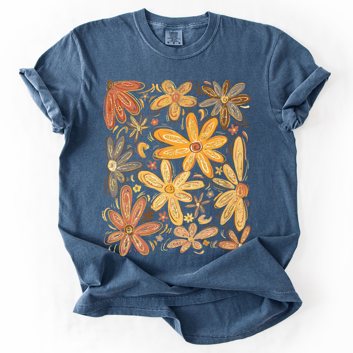 Beautiful Autumn Flowers Watercolor Fall Floral Vintage Boho-Inspired Comfort Colors Tee