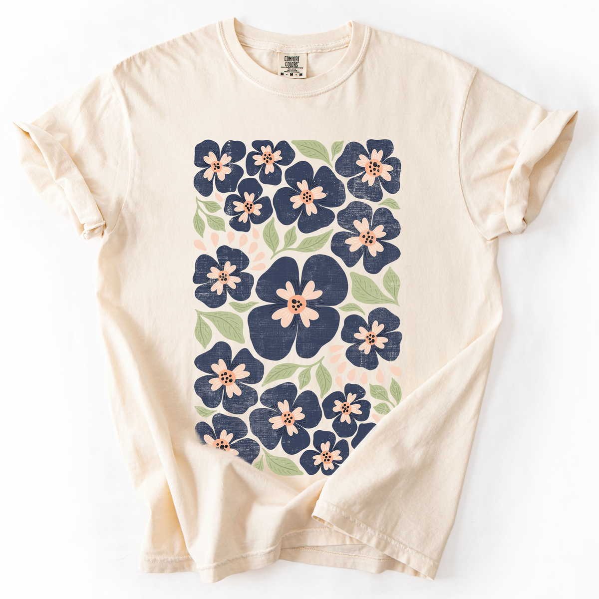 Blue Wildflower Allover Floral Vintage Boho Nature Allover Print Comfort Colors Tee