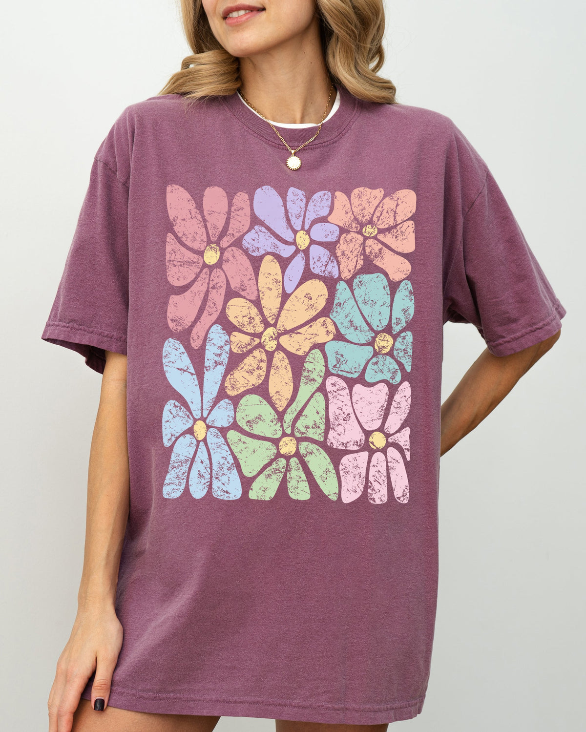 Colorful Gorgeous Abstract Flowers Boho Floral Design Summer Vibes Gardening Festival Nature Comfort Colors Tee