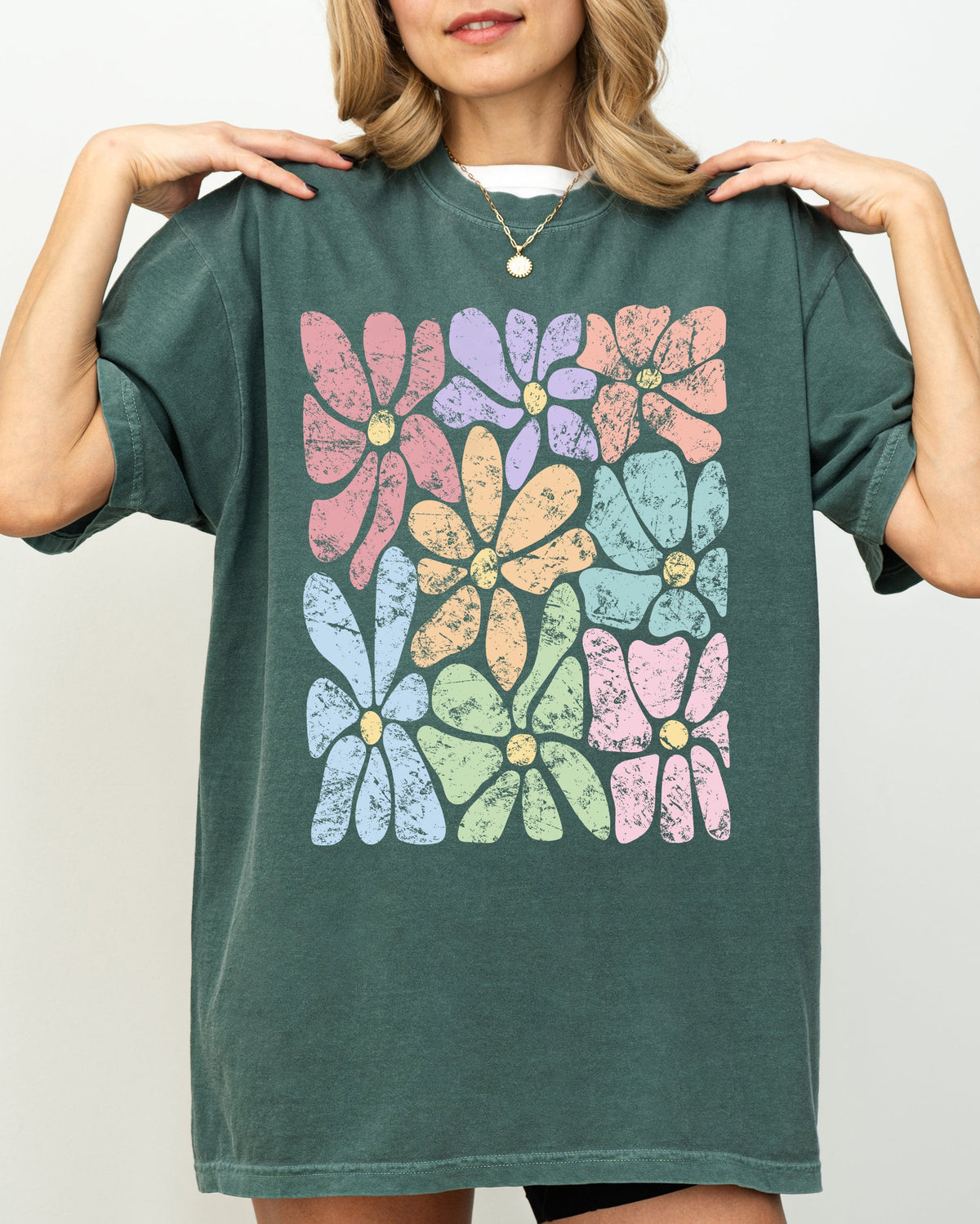 Colorful Gorgeous Abstract Flowers Boho Floral Design Summer Vibes Gardening Festival Nature Comfort Colors Tee