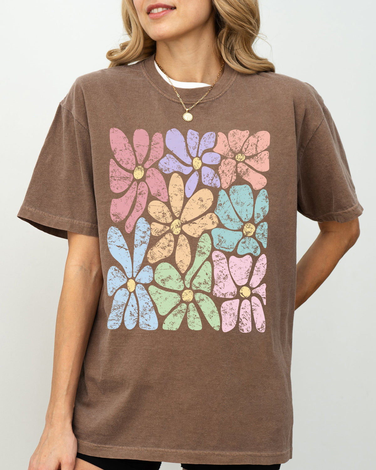 Colorful Gorgeous Abstract Flowers Boho Floral Design Summer Vibes Gardening Festival Nature Comfort Colors Tee
