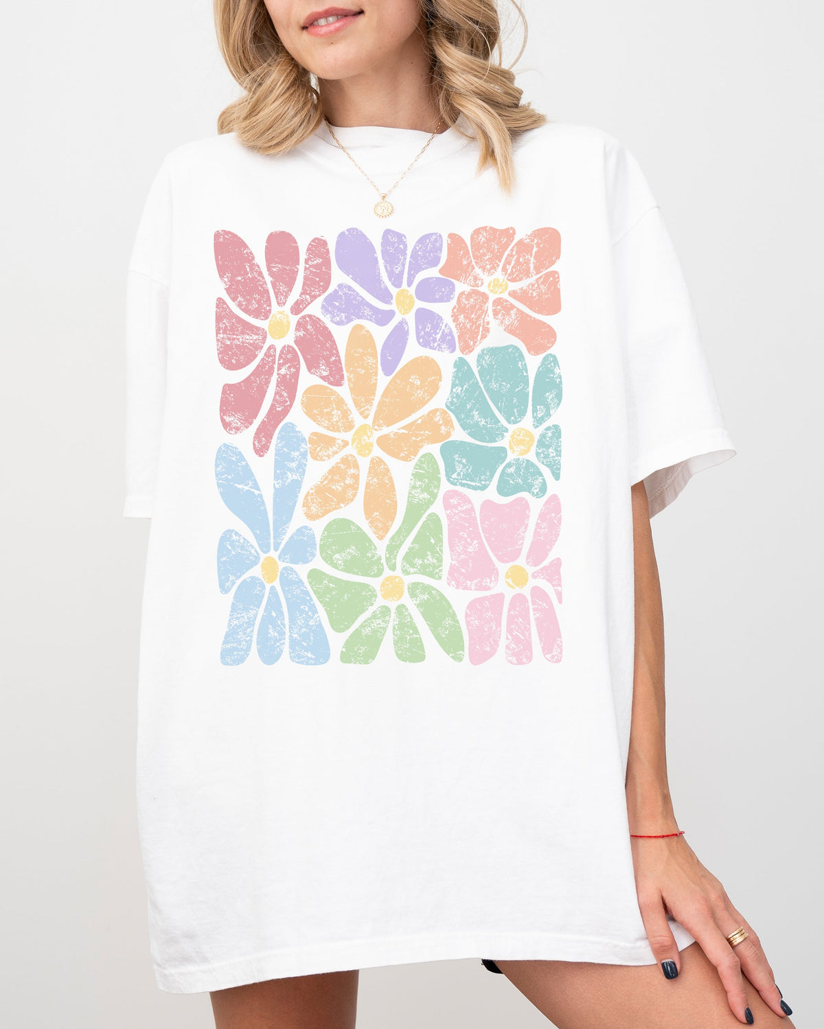 Colorful Gorgeous Abstract Flowers Boho Floral Design Summer Vibes Gardening Festival Nature Comfort Colors Tee