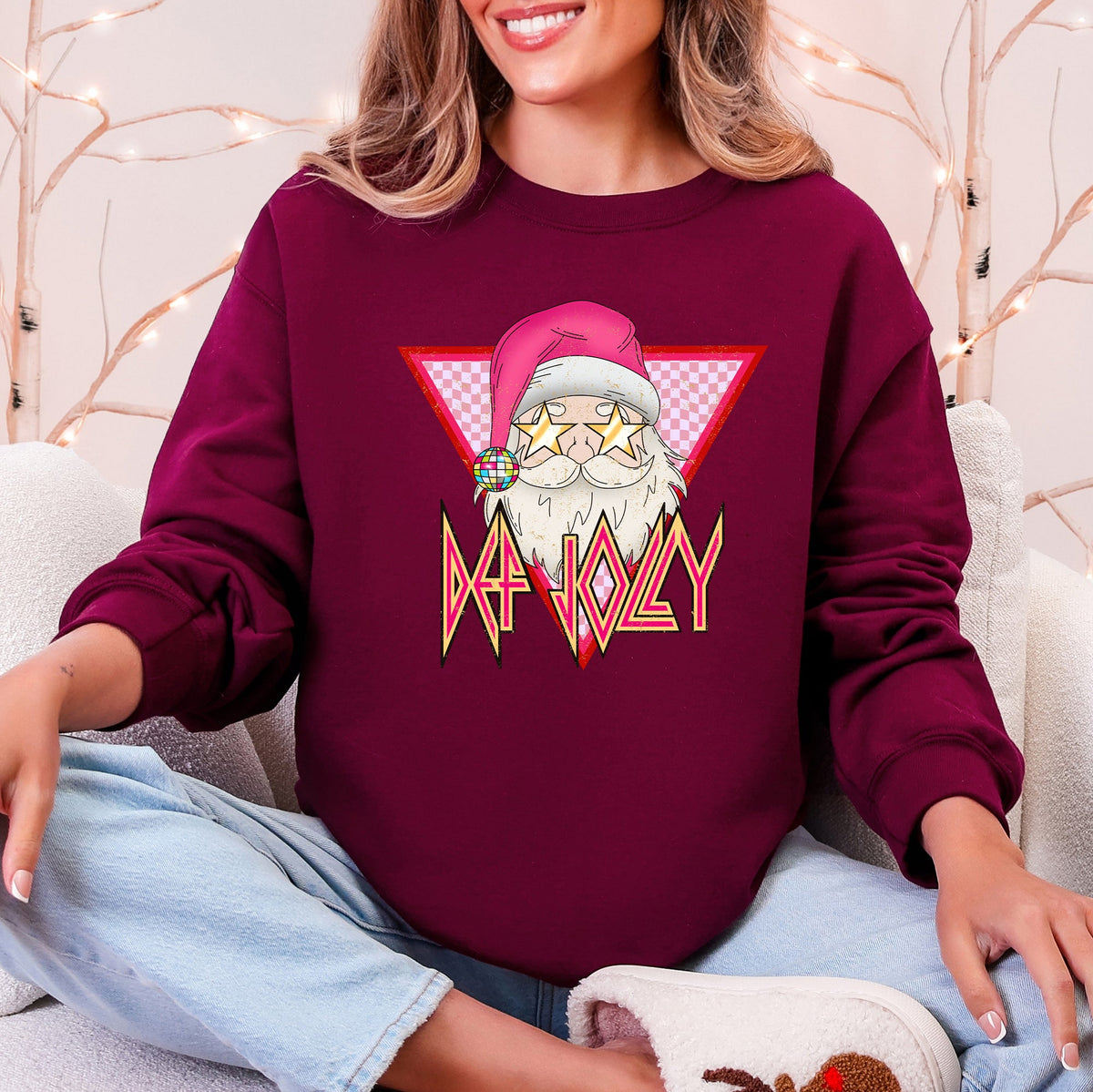 DEF JOLLY Santa Retro Christmas Funny Holiday Pun Sweatshirt in 9 Colors S-2XL
