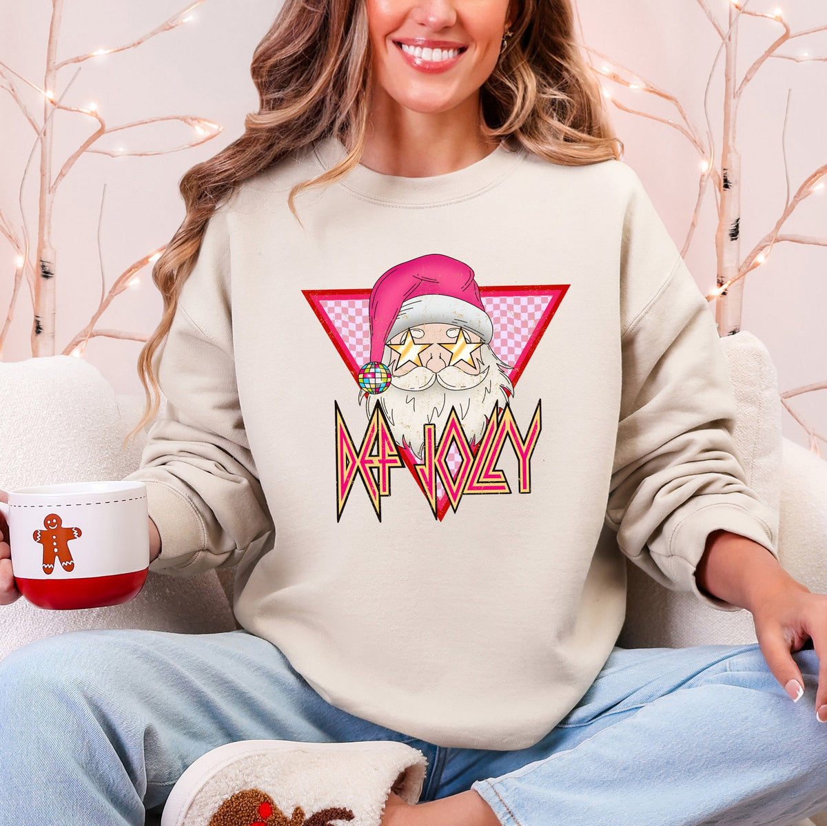 DEF JOLLY Santa Retro Christmas Funny Holiday Pun Sweatshirt in 9 Colors S-2XL