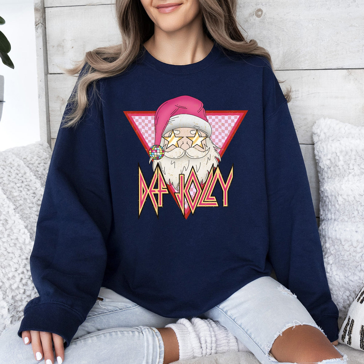 DEF JOLLY Santa Retro Christmas Funny Holiday Pun Sweatshirt in 9 Colors S-2XL