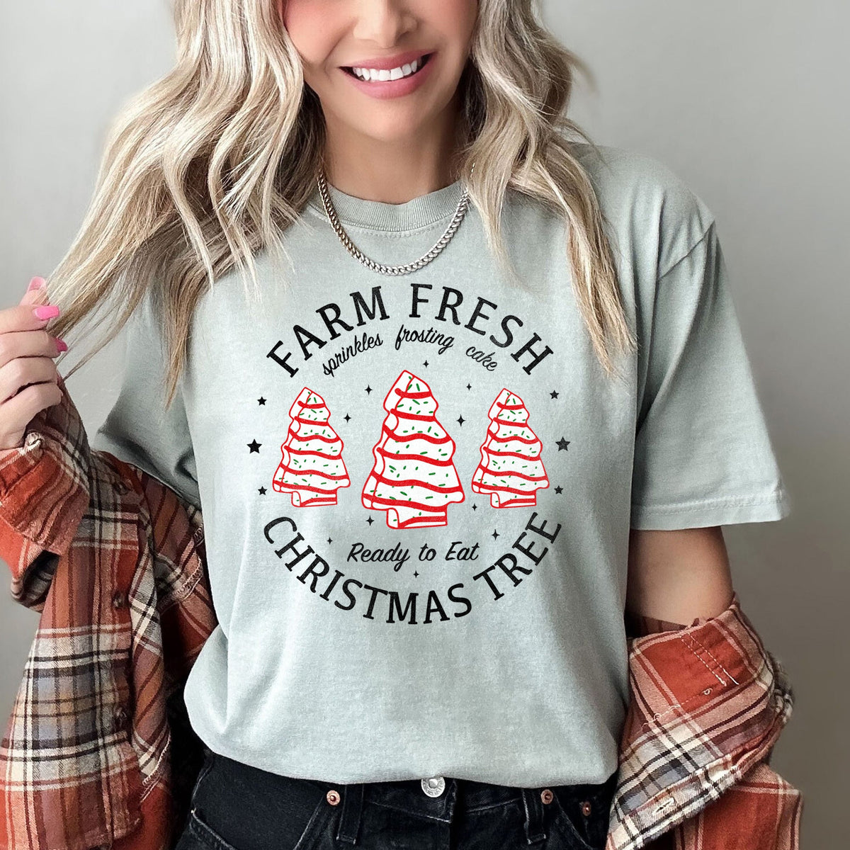 Farm Fresh Christmas Tree Cakes Little Debbie Retro Sweets Comfort Colors Tee in 10 Colors S-2XL