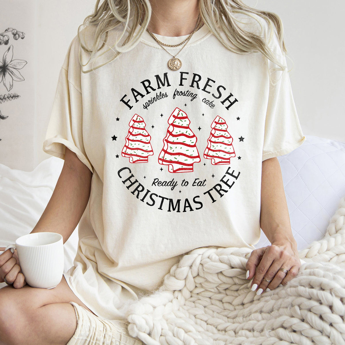 Farm Fresh Christmas Tree Cakes Little Debbie Retro Sweets Comfort Colors Tee in 10 Colors S-2XL
