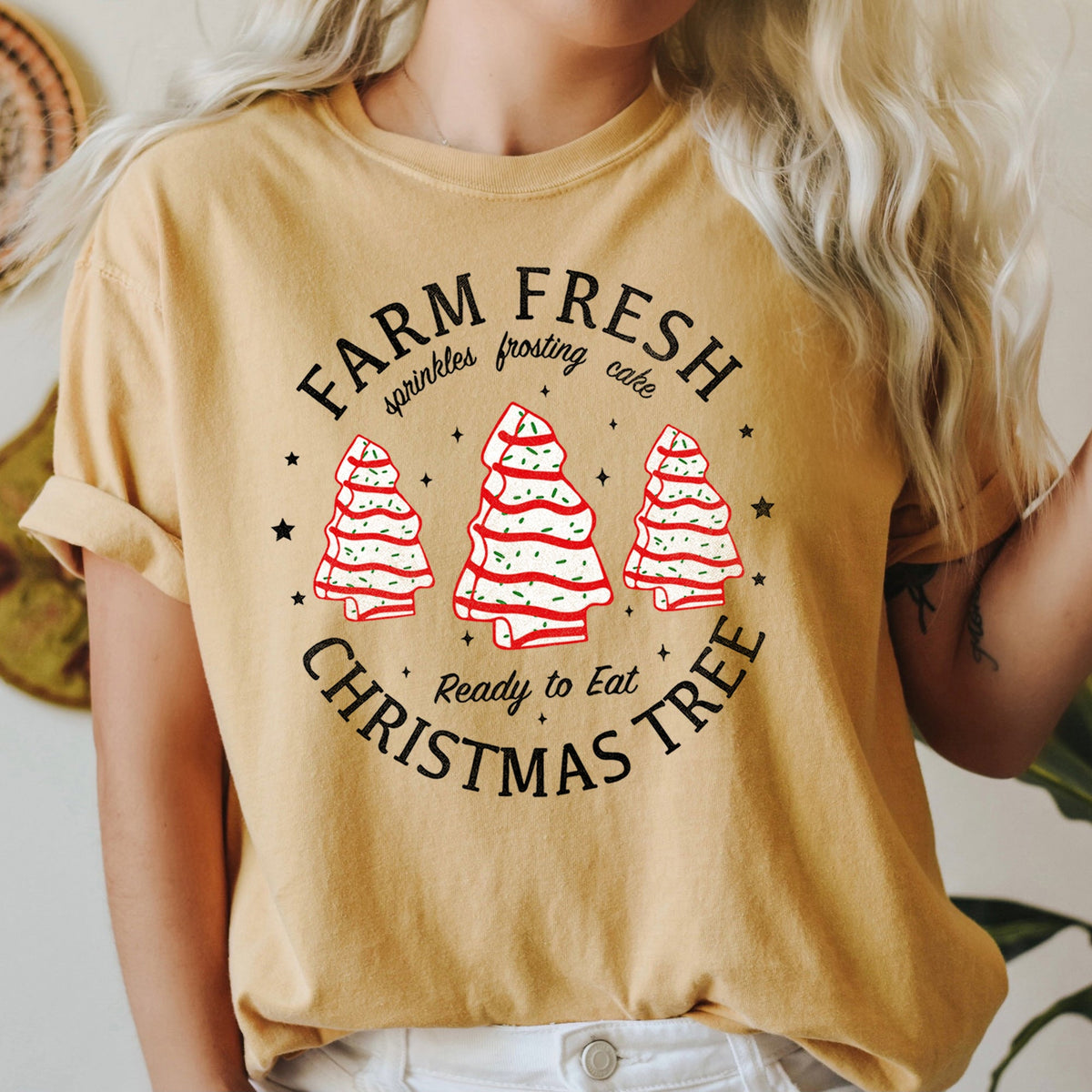 Farm Fresh Christmas Tree Cakes Little Debbie Retro Sweets Comfort Colors Tee in 10 Colors S-2XL