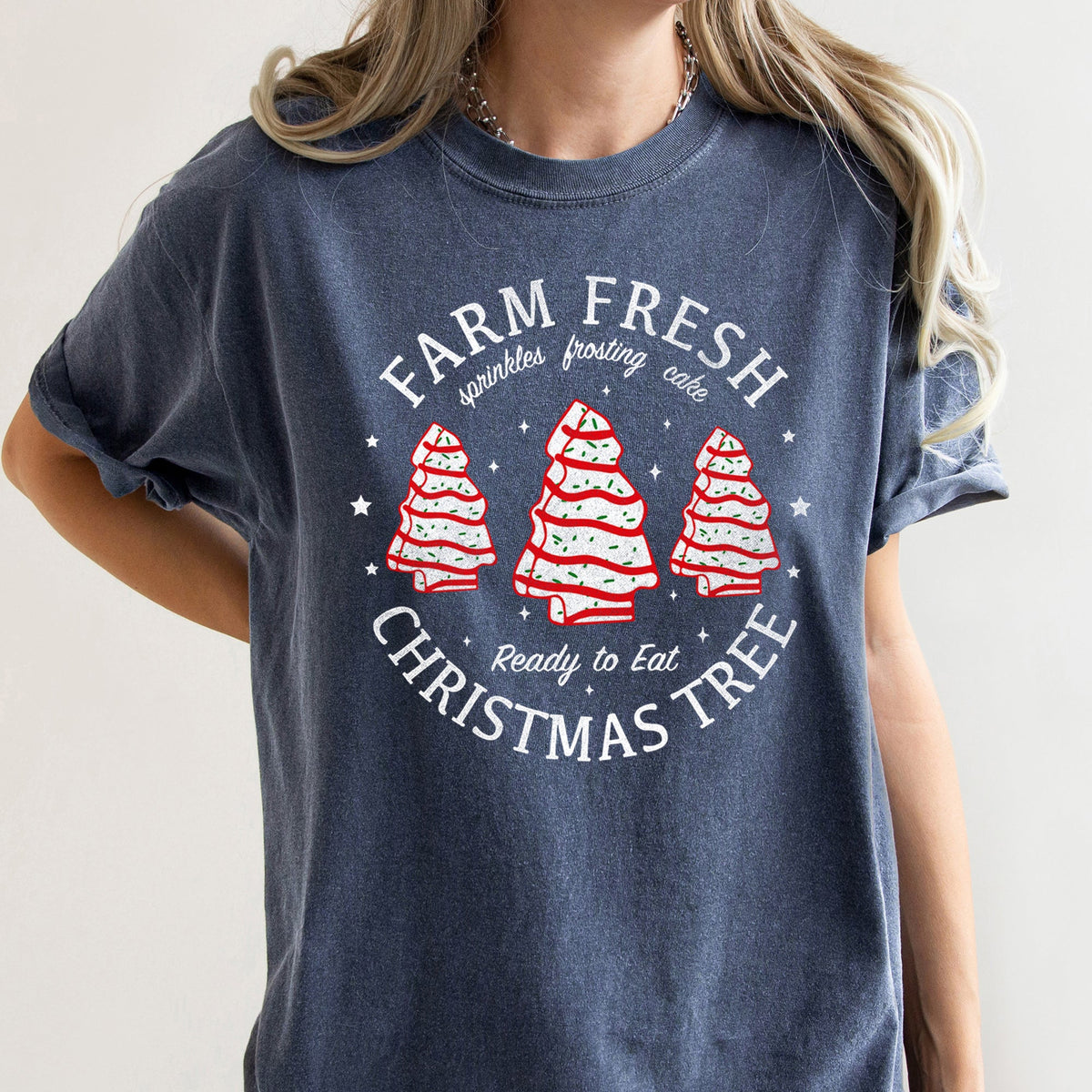 Farm Fresh Christmas Tree Cakes Little Debbie Retro Sweets Comfort Colors Tee in 10 Colors S-2XL