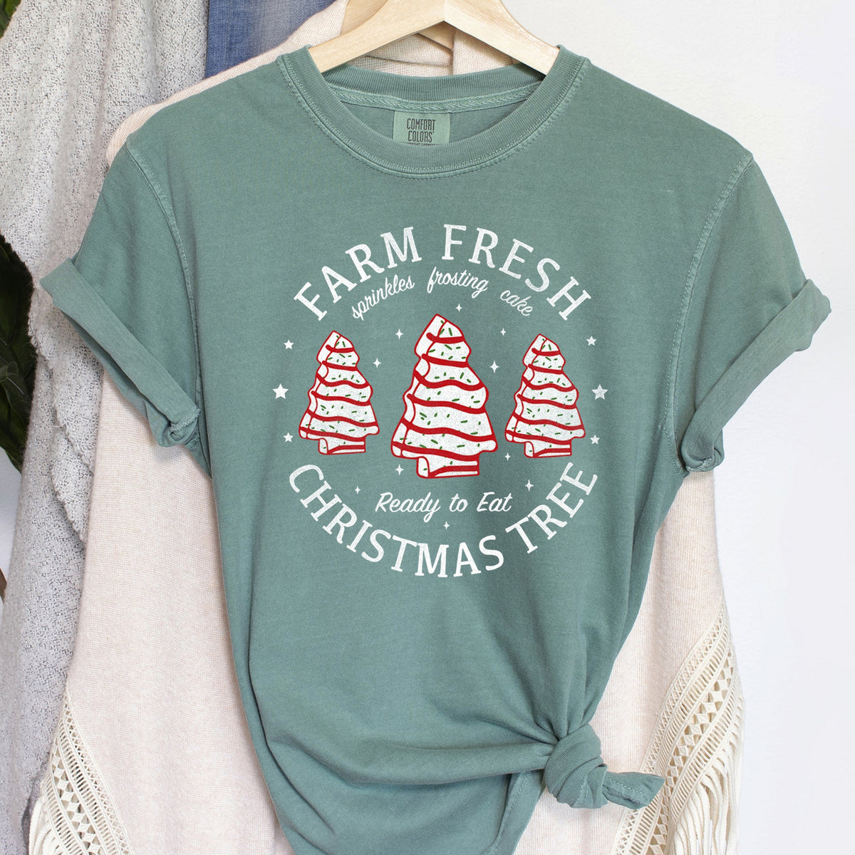 Farm Fresh Christmas Tree Cakes Little Debbie Retro Sweets Comfort Colors Tee in 10 Colors S-2XL