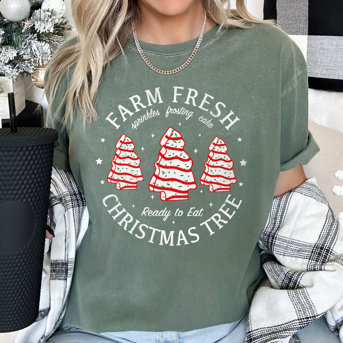 Farm Fresh Christmas Tree Cakes Little Debbie Retro Sweets Comfort Colors Tee in 10 Colors S-2XL