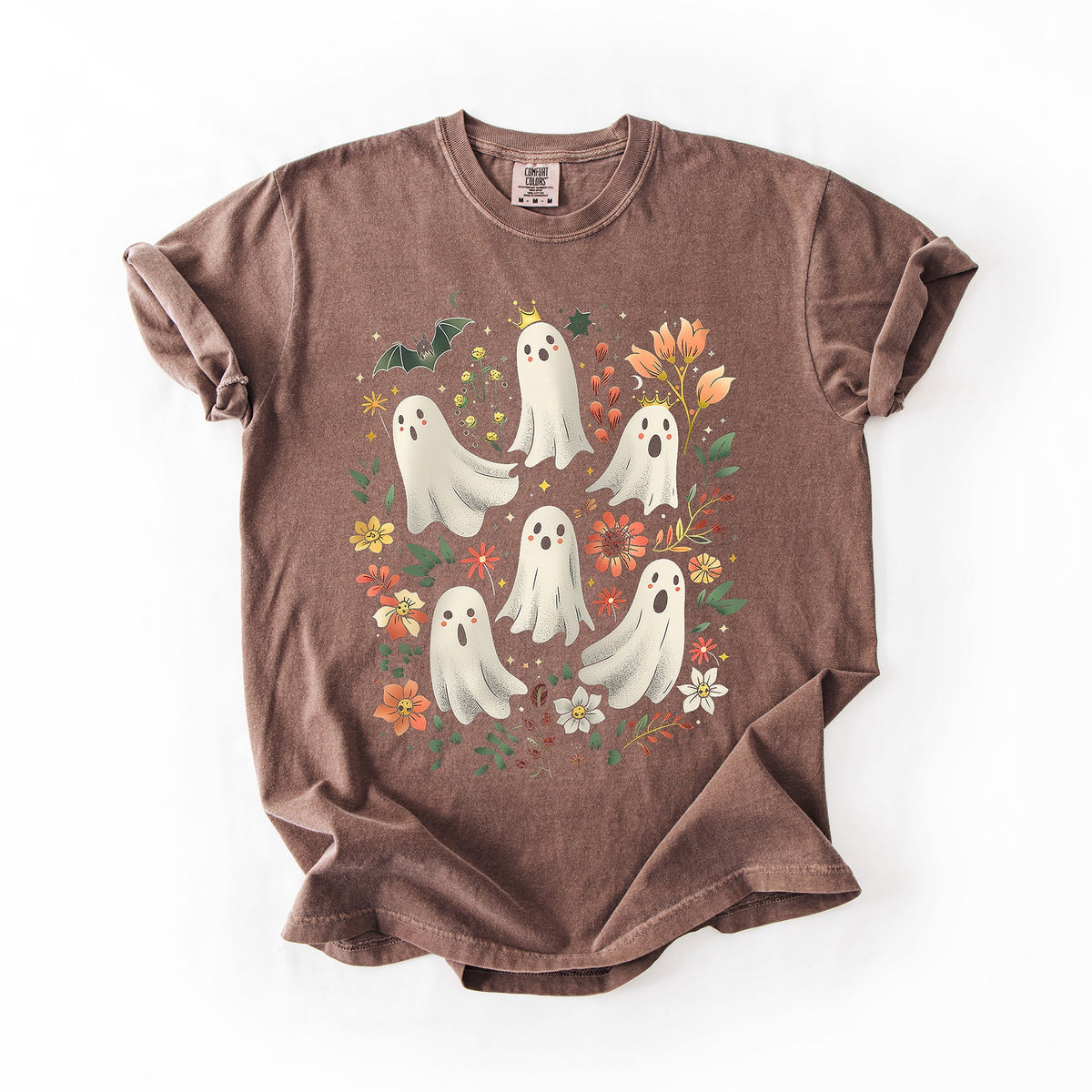 Floral Ghosts Beautiful Halloween Coquette Girly Autumn Vintage Cozy Comfort Colors Tee