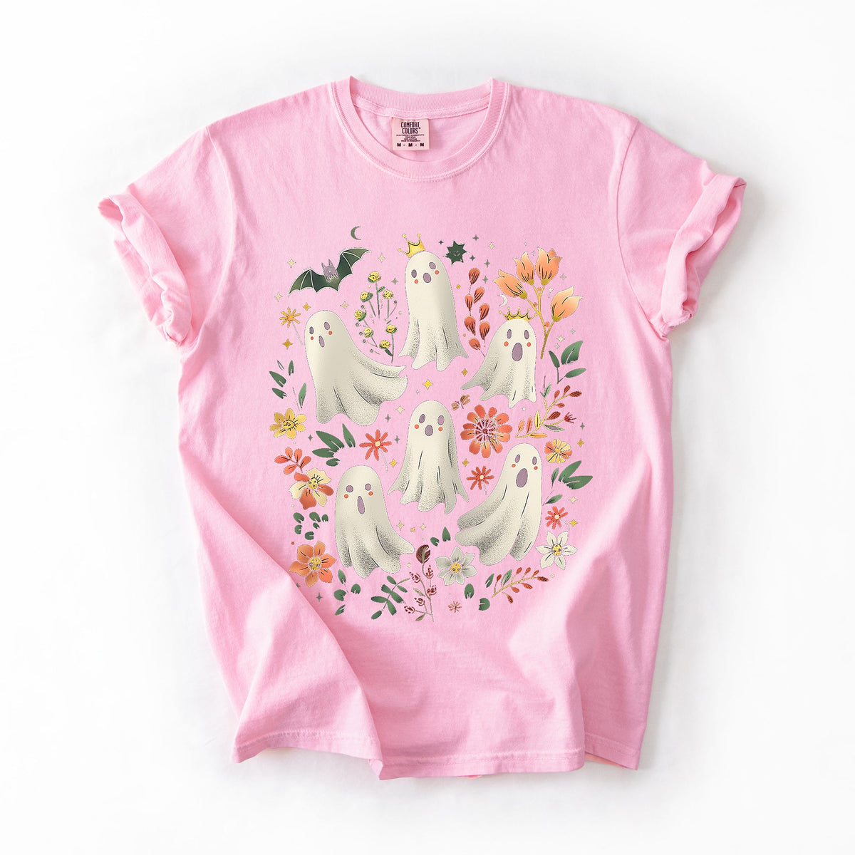 Floral Ghosts Beautiful Halloween Coquette Girly Autumn Vintage Cozy Comfort Colors Tee