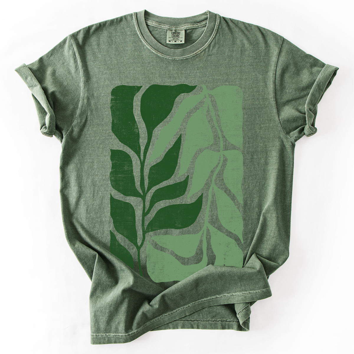 Green Leaf Botanica Vintage Boho Nature Inspired Autumnal Print Comfort Colors Tee