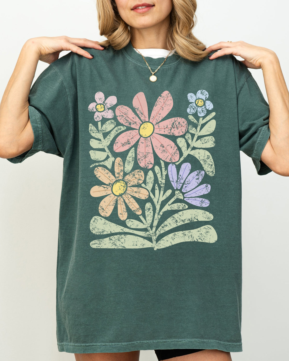 Groovy Gorgeous Abstract Flowers Boho Floral Design Summer Vibes Gardening Festival Nature Inspired Comfort Colors Tee