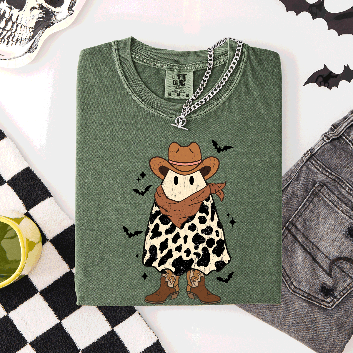Halloween Ghost Cowboy Western Country Rodeo Night Edition Vintage Limited Edition Comfort Colors Tee