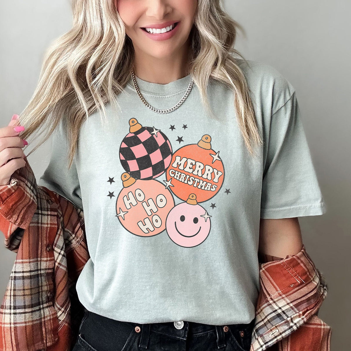 Ho Ho Ho Merry Christmas Retro Hippie Holiday Comfort Colors Tee in 11 Colors S-2XL