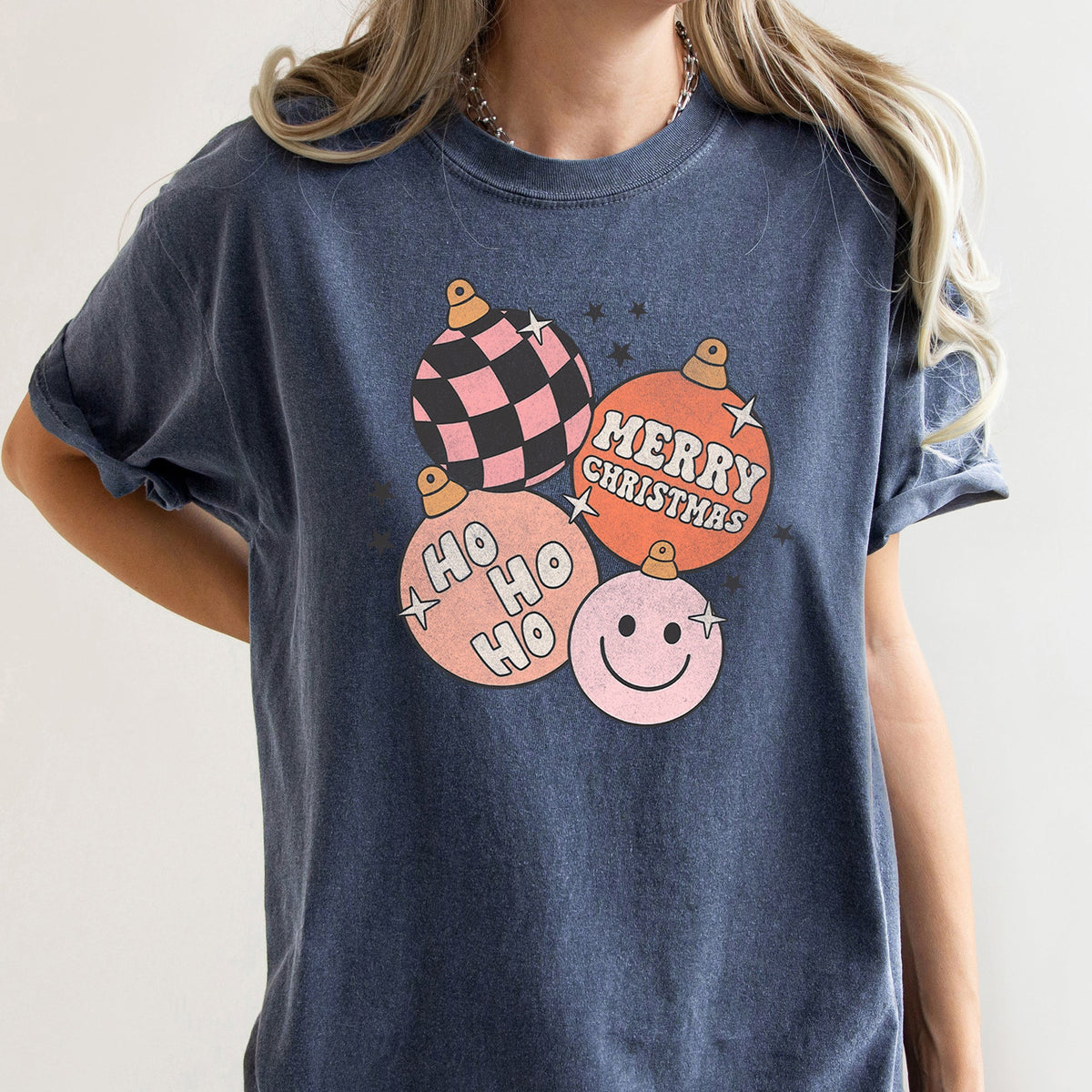 Ho Ho Ho Merry Christmas Retro Hippie Holiday Comfort Colors Tee in 11 Colors S-2XL