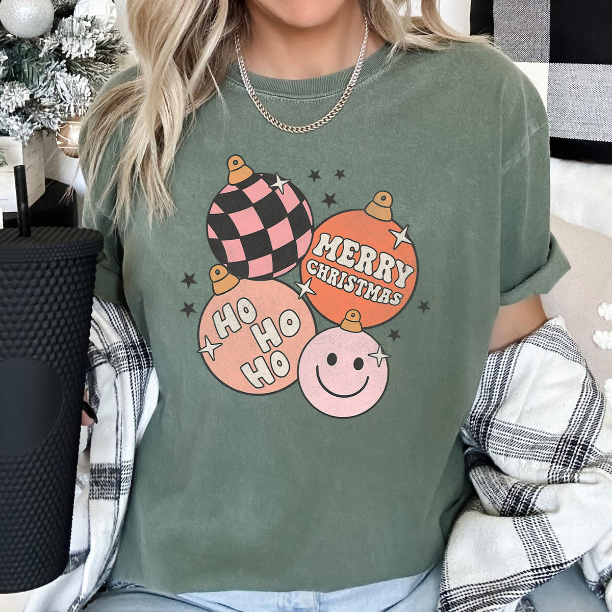 Ho Ho Ho Merry Christmas Retro Hippie Holiday Comfort Colors Tee in 11 Colors S-2XL