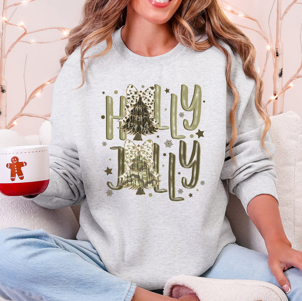 Holly Jolly CAMO Christmas Tree Sweatshirt in 10 Colors S-2XL