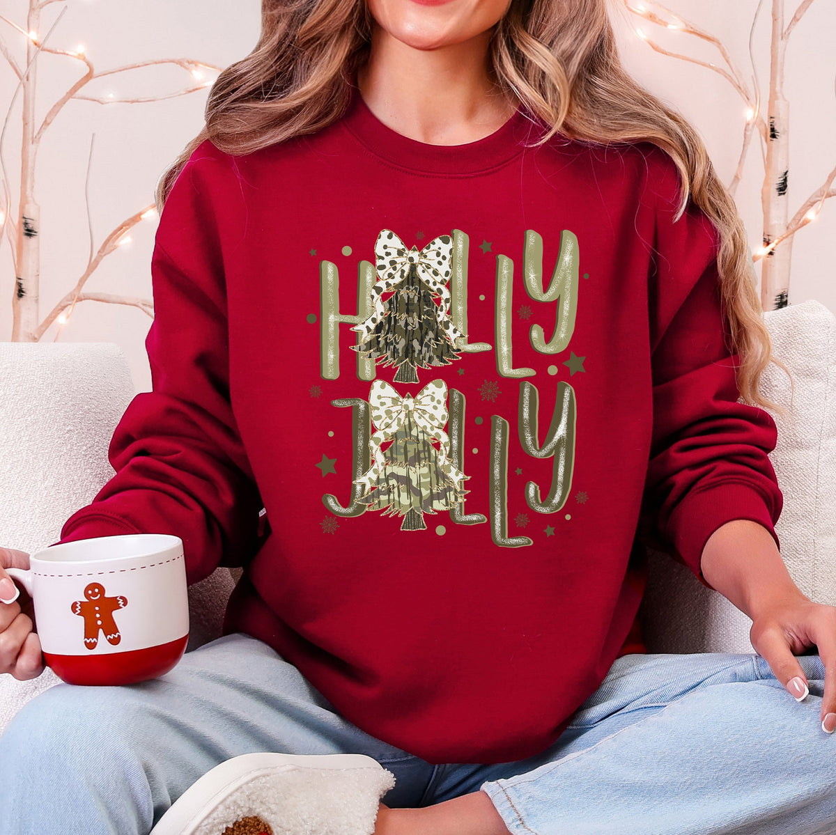 Holly Jolly CAMO Christmas Tree Sweatshirt in 10 Colors S-2XL