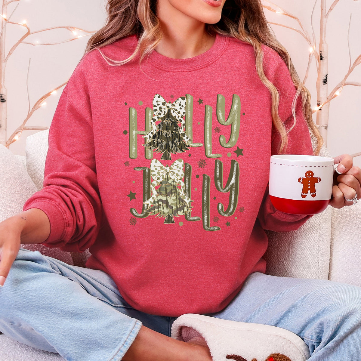 Holly Jolly CAMO Christmas Tree Sweatshirt in 10 Colors S-2XL