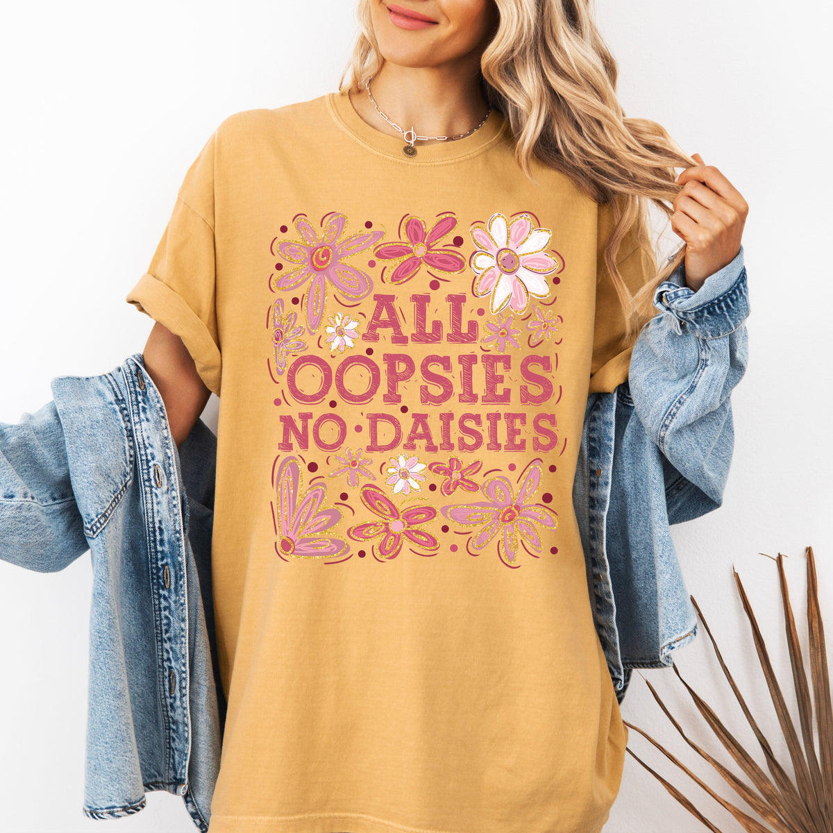 All Oopsies No Daisies Vintage Floral Boho Festival Ready Everyday Comfort Colors Tee