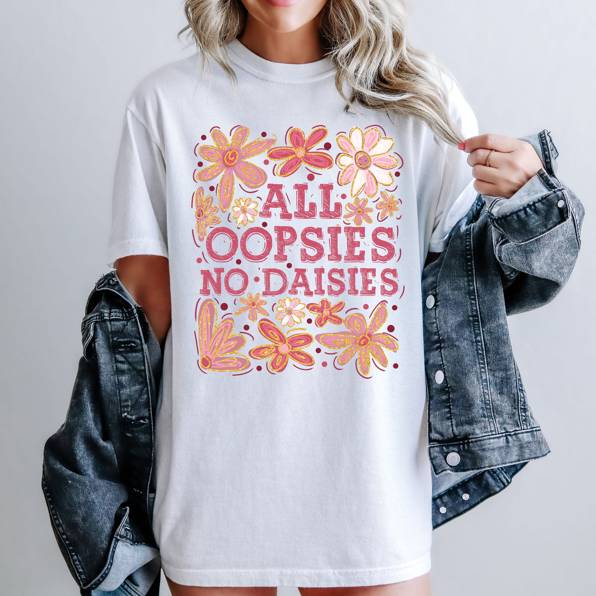 All Oopsies No Daisies Vintage Floral Boho Festival Ready Everyday Comfort Colors Tee