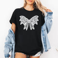 Lace Bow Halloween Goth Coquette Ribbon Faux Lace Victorian Inspired Patchwork Embellishment Graphic Tee