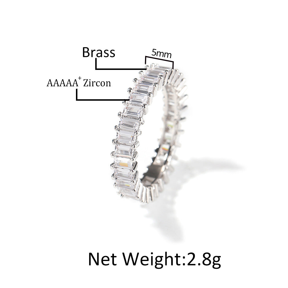 Cool and handsome hip-hop diamond-encrusted five-piece ring set