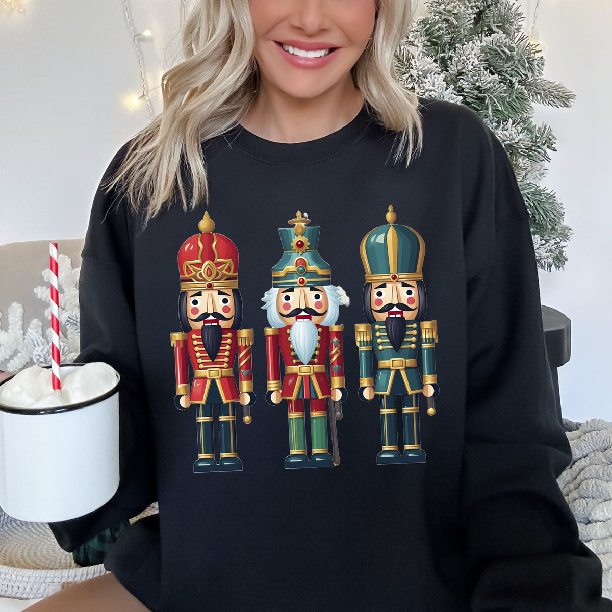 Retro Nutcrackers Colorful Christmas Sweatshirt | Fleece Lined | 9 Colors S-2XL