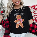 SUGAR & SPICE Gingerbread Man Christmas Cookie Cutter Graphic Tee in 7 Colors S-2XL